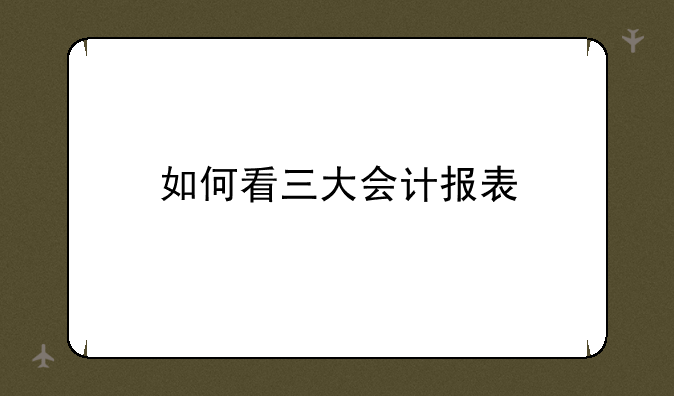 如何看三大会计报表