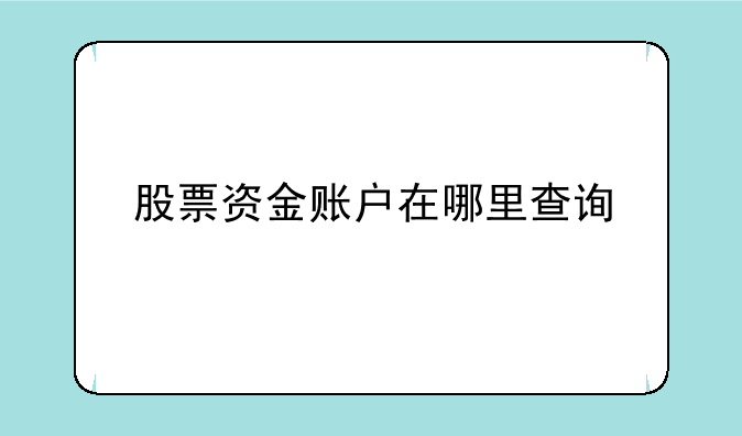 股票资金账户在哪里查询