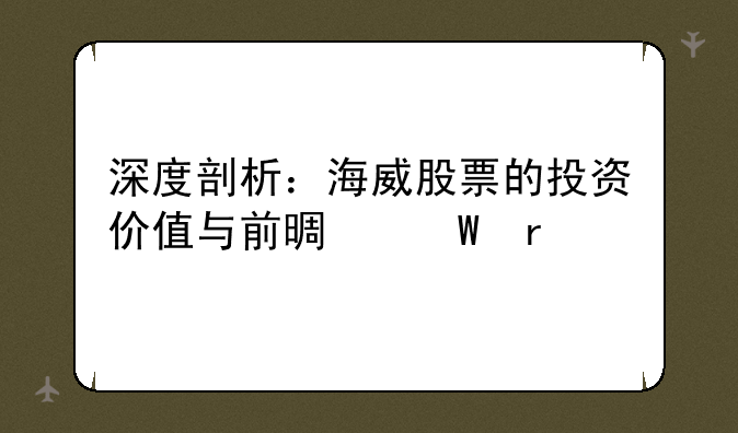 深度剖析：海威股票的投资价值与前景展望