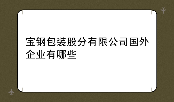 宝钢包装股分有限公司国外企业有哪些