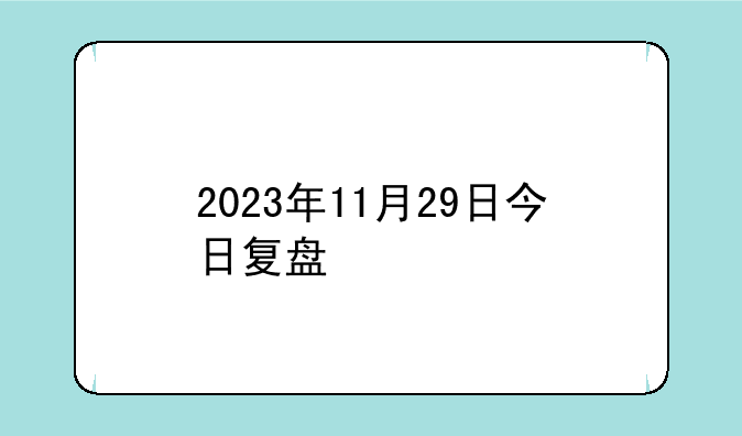 2023年11月29日今日复盘